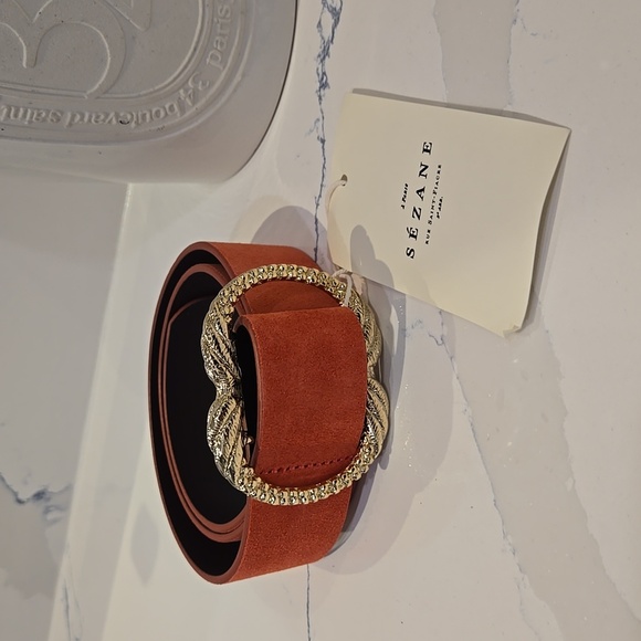 Sezane Artemis Belt, Peach, Size 80, NWT, From Paris, Comes With Floral Clutch - Picture 11 of 17